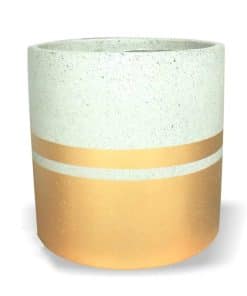 Chậu xi măng trụ tròn sơn sọc vàng